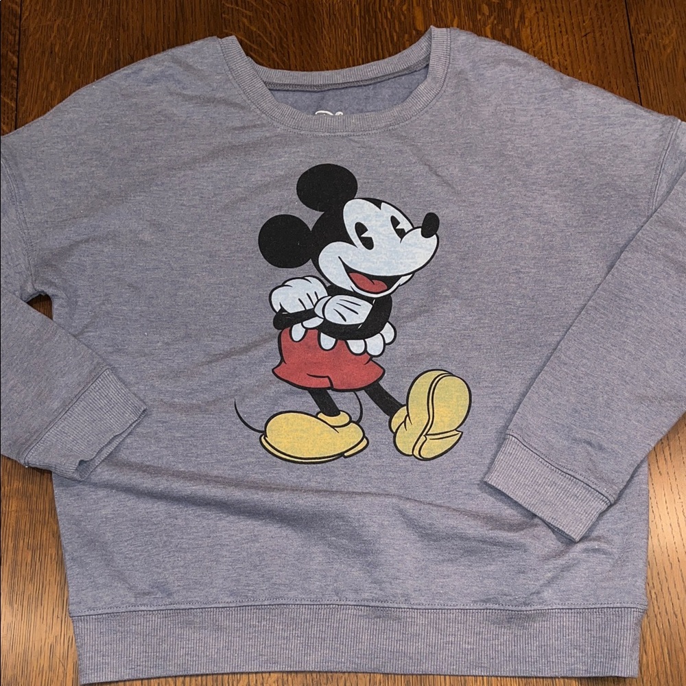 Disney Slate Blue Sweatshirt with Mickey Mouse Design